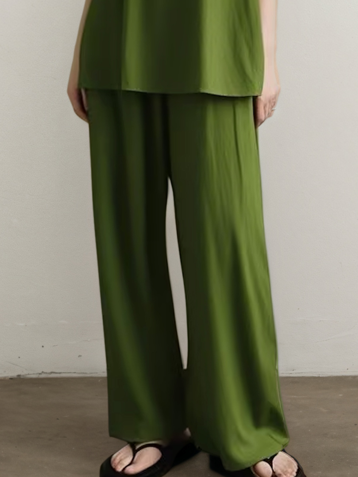 Linen Halter Plain Sleeveless Top With Pants Two-piece Set