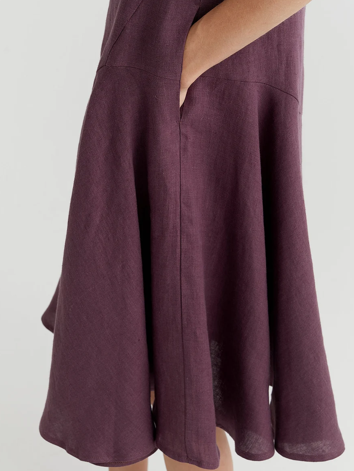 Cotton And Linen Crew Neck Plain Short Sleeve Mini Dress