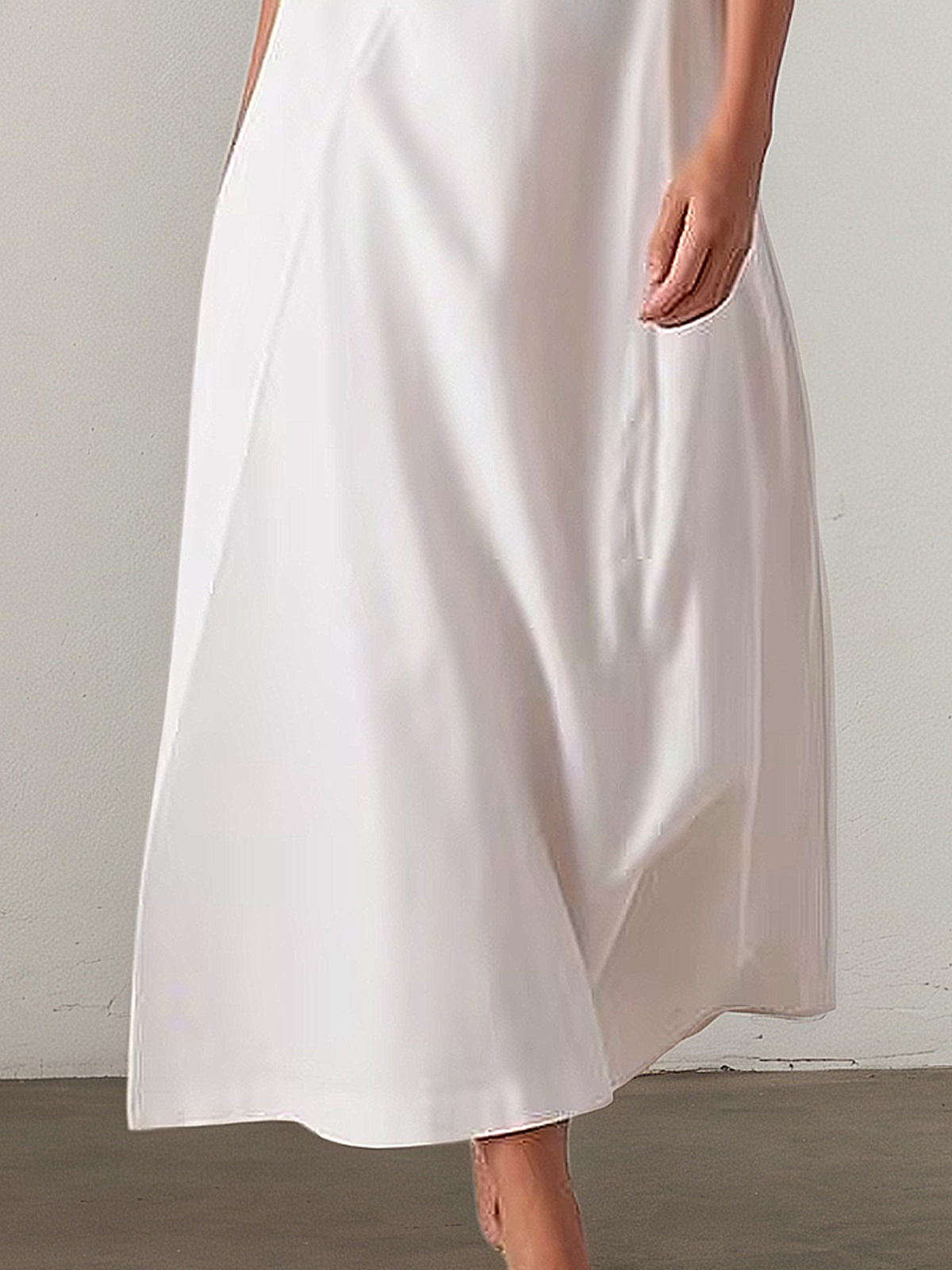 Linen Shawl Collar Plain Cap Sleeve Maxi Dress