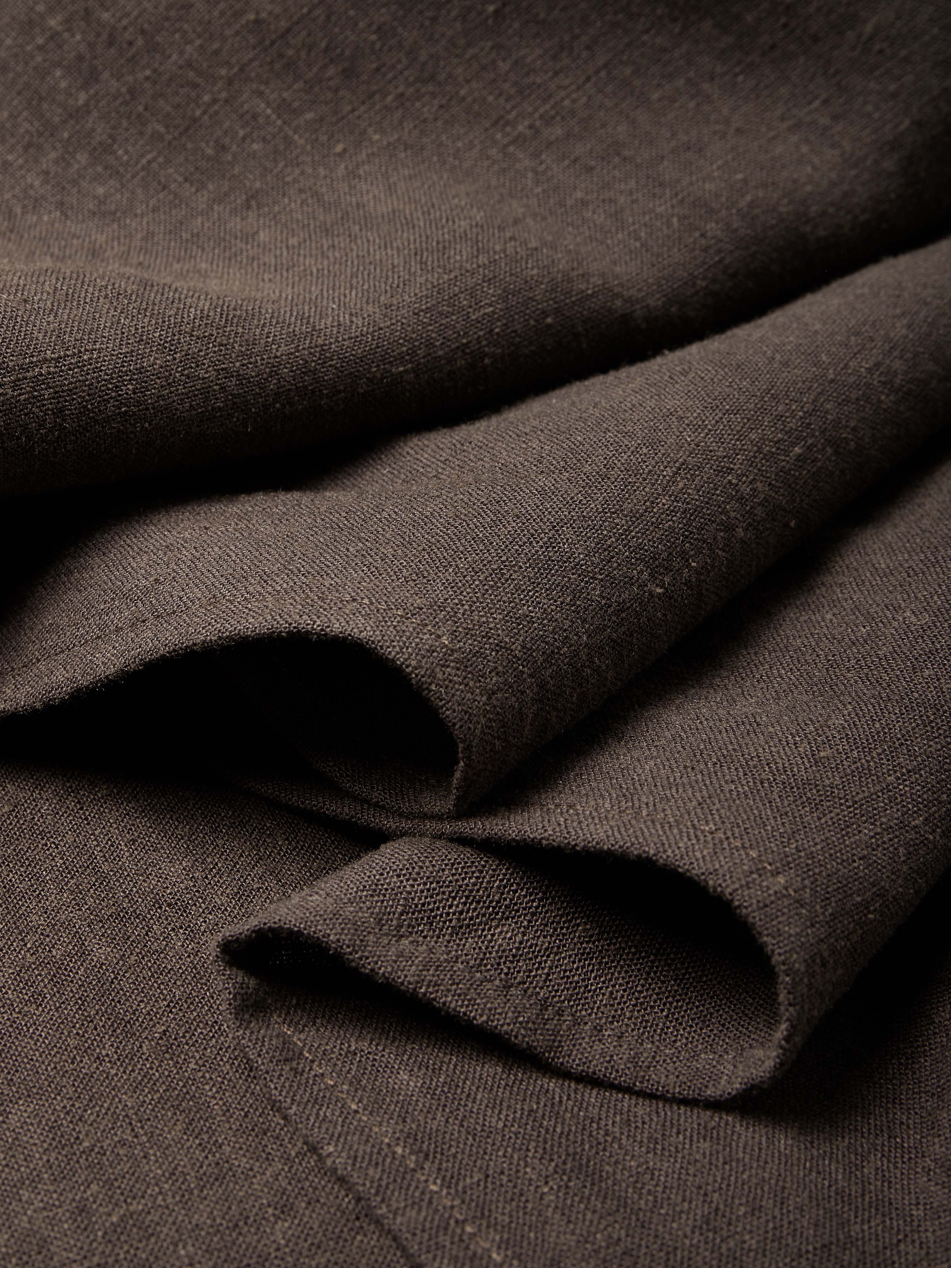 Cotton And Linen V Neck Belt Design Sleeveless Slit Maxi Dress