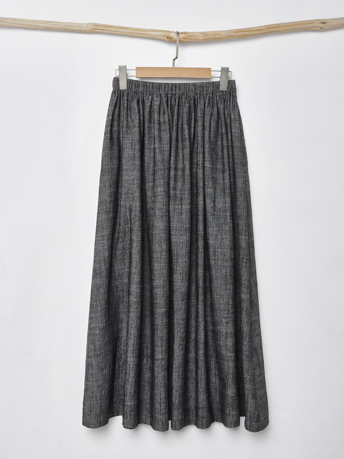Cotton And Linen Plain Maxi Skirt